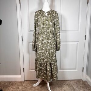 Sweet Salt Cottagecore Prairie Floral Midi Dress Boho Romantic Tiered Women L